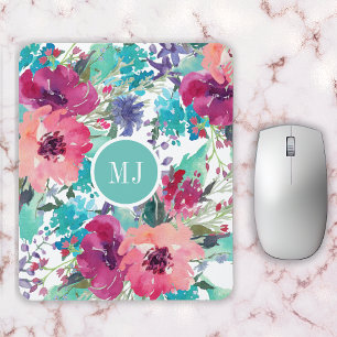 Tapis De Souris Motif floral aquarelle personnalisé féminin