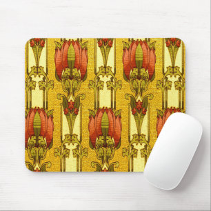 Tapis De Souris Motif floral Art Nouveau rouge de tulipe