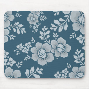 Tapis De Souris Motif floral bleu élégant vintage