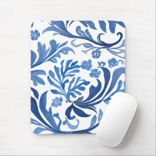 Tapis De Souris Motif floral bleu et blanc   Motif de chinoiserie