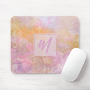 Tapis De Souris Motif floral bohème pastel monogramme chic