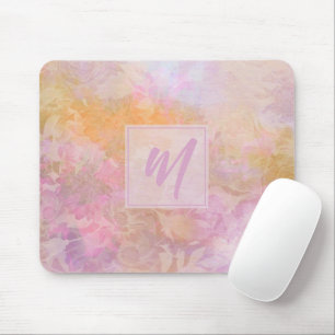Tapis De Souris Motif floral bohème pastel monogramme chic
