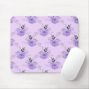 Tapis De Souris Motif floral botanique de fleurs colorées violette