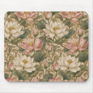 Tapis De Souris Motif floral botanique vintage lotus d'eau