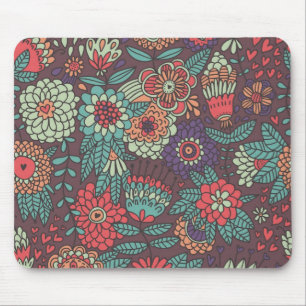 Tapis De Souris Motif floral coloré dans le style de bande