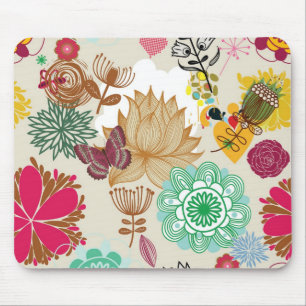 Tapis De Souris Motif floral dans le rétro style