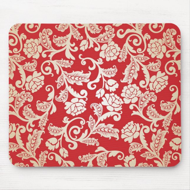Tapis De Souris Motif floral d'arrière - plan de damassé (Devant)