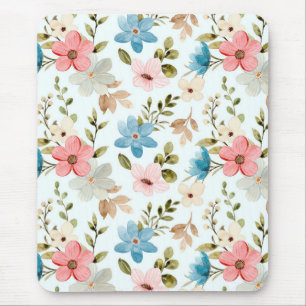 Tapis De Souris Motif floral de fleurs sauvages à l'aquarelle