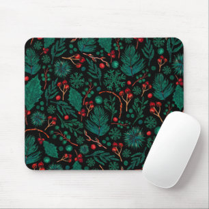 Tapis De Souris Motif floral de Noël aquarelle Mousepad