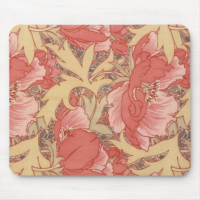 Tapis De Souris Motif floral de Nouveau d'art de pavots de William (Devant)