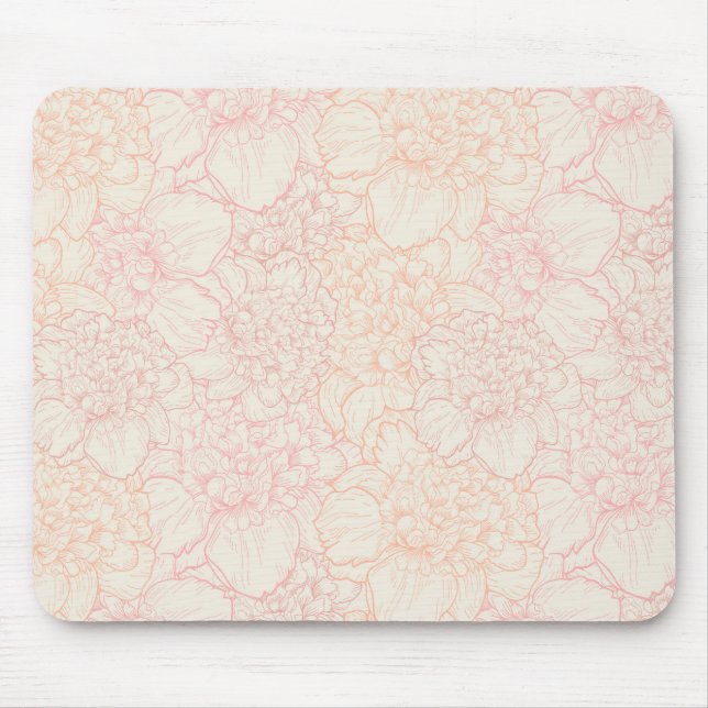 Tapis De Souris Motif floral de pivoine rose (Devant)