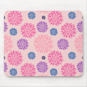 Tapis De Souris Motif floral décoratif rose violet et bleu