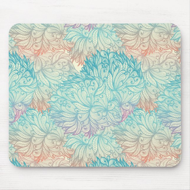 Tapis De Souris Motif Floral Doodle Multicolor (Devant)