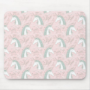 Tapis De Souris Motif floral doux de licorne