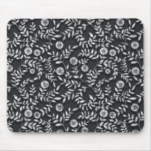 Tapis De Souris Motif floral élégant sur tableau noir
