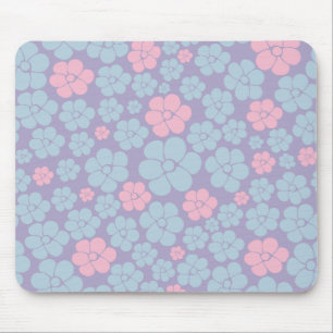 Tapis De Souris Motif floral en bleu, lilas et rose