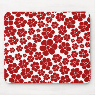 Tapis De Souris Motif floral en rouge et blanc