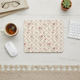 Tapis De Souris Motif floral en treillis rose poudré vintage