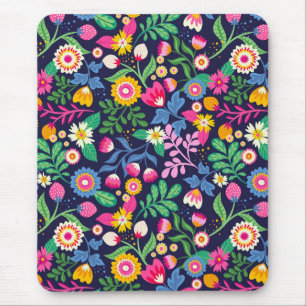 Tapis De Souris Motif floral exotique peint à la main