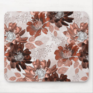 Tapis De Souris Motif floral gris-marron.