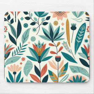 Tapis De Souris Motif floral imprimé moderne gras vert orange