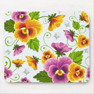 Tapis De Souris Motif floral jaune et rose
