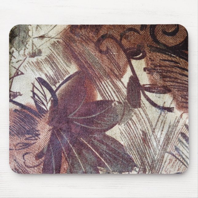 Tapis De Souris Motif floral marron abstrait 1 (Devant)