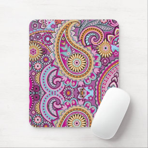 Tapis De Souris Motif floral paisley boho vibrant   Art coloré
