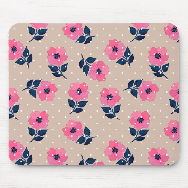 Tapis De Souris Motif Floral rose beige (Devant)