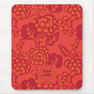 Tapis De Souris Motif floral rouge et orange vibrant et gras