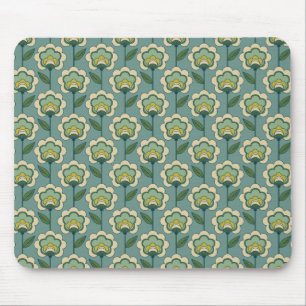 Tapis De Souris Motif floral turquoise et jaune