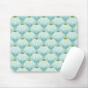 Tapis De Souris Motif floral vintage bleu sarcelle et vert olive