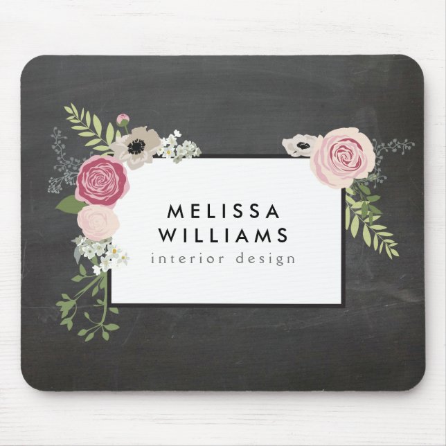 Tapis De Souris Motif Floral vintage moderne sur Chalkboard Design (Devant)