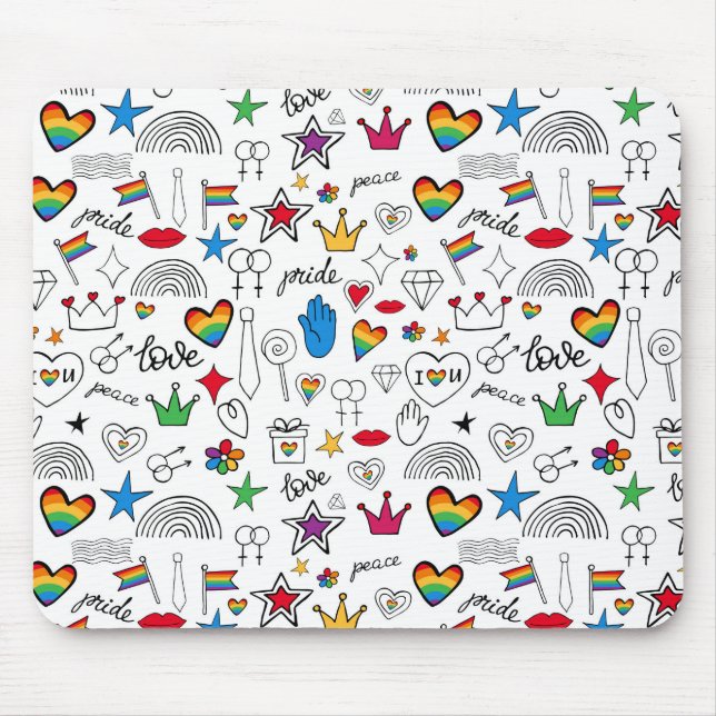 Tapis De Souris Motif Gay pride Doodle (Devant)