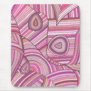 Tapis De Souris Motif géométrique abstrait rose avec des lignes co