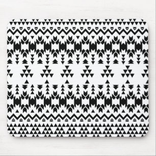 Tapis De Souris Motif géométrique Aztec noir et blanc