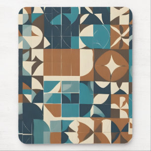 Tapis De Souris Motif géométrique bleu foncé, sarcelle, marron et 