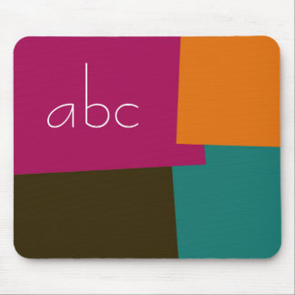 Tapis De Souris Motif géométrique couleur rétro moderne Monogramme