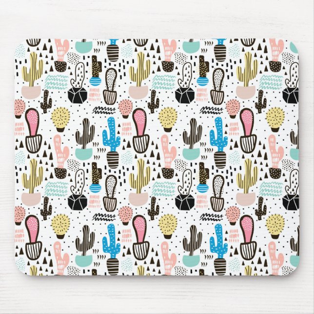Tapis De Souris Motif géométrique de cactus moderne (Devant)
