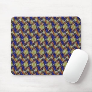 Tapis De Souris Motif géométrique de vague bleu et or abstrait 129