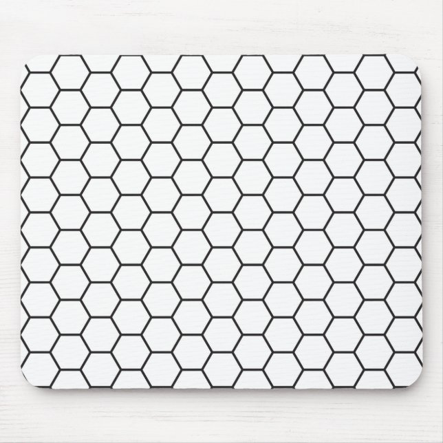 Tapis De Souris Motif géométrique d'hexagone noir et blanc (Devant)