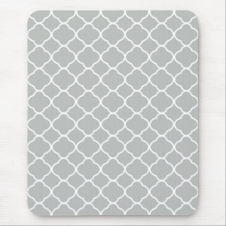Tapis De Souris Motif géométrique gris clair et blanc Quatrefoil