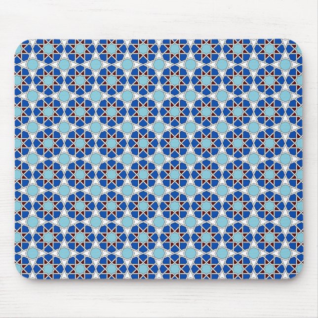 Tapis De Souris Motif géométrique marocain bleu islamique (Devant)