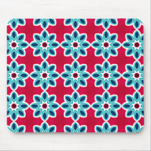 Tapis De Souris Motif géométrique moderne rouge et bleu clair