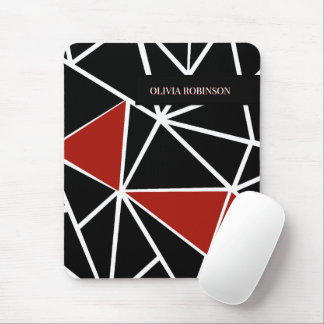 Tapis De Souris Motif géométrique noir et rouge élégant