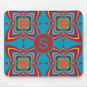 Tapis De Souris Motif géométrique psychédélique coloré en monogram