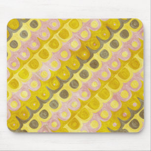 Tapis De Souris Motif géométrique rétro en jaune et rose