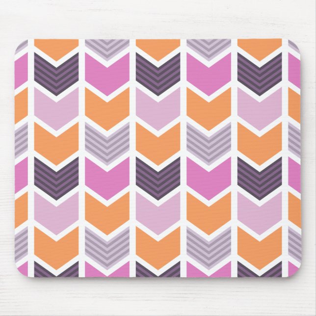 Tapis De Souris Motif géométrique rose pourpre orange de Chevron (Devant)