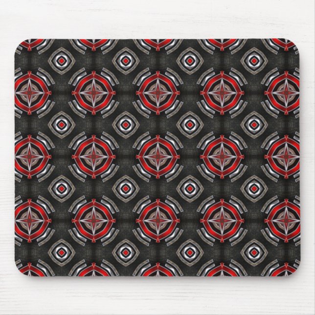 Tapis De Souris Motif géométrique rouge et noir (Devant)