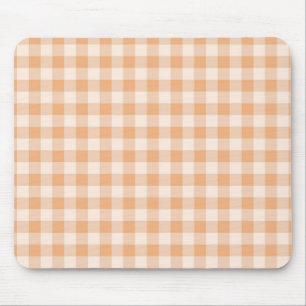 Tapis De Souris Motif Gingham à Carreaux Blancs et Abricot